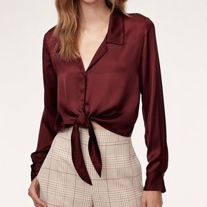 Wilfred Merlot Tie Front Blouse Large
